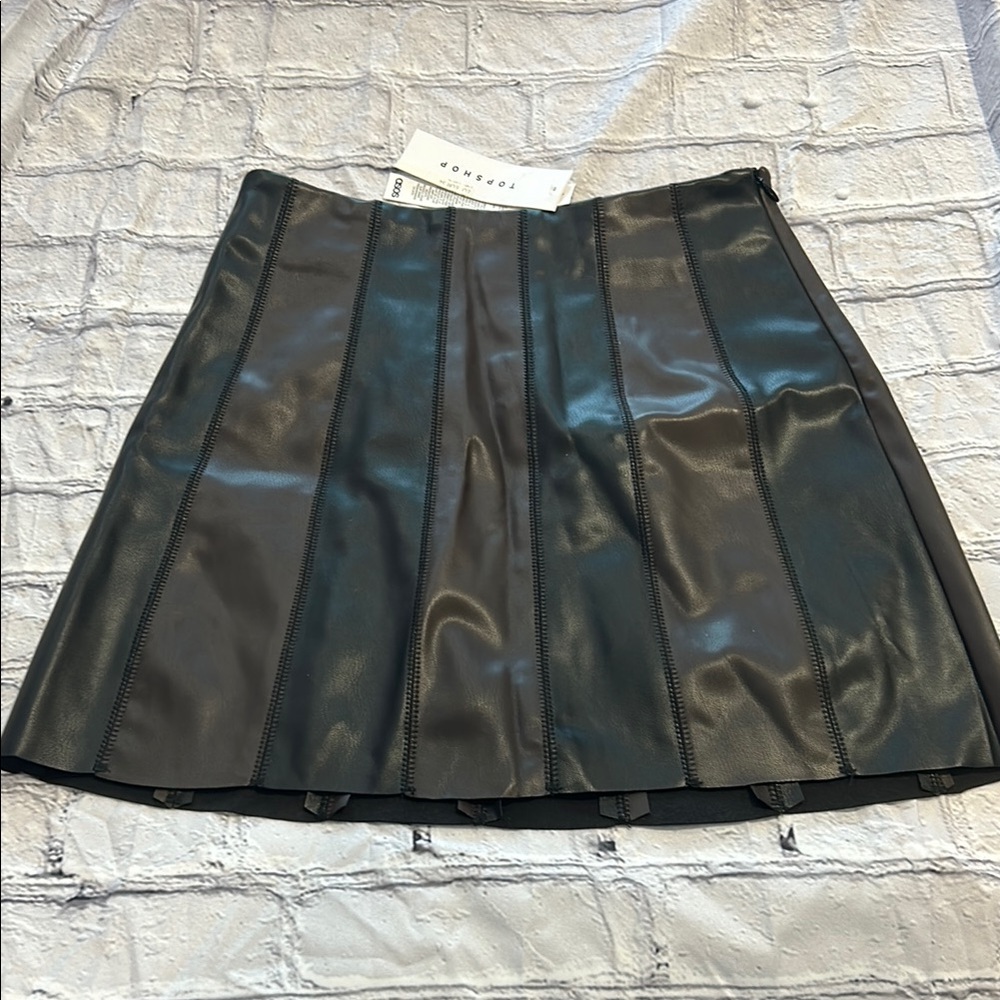 Black Mini Skater Skirt with Pleats